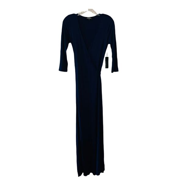 Lulus Garden District Navy Blue Maxi Wrap Dress Size Small NEW - Picture 3 of 12